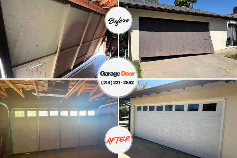 Before and after: garage door repair Burlington, KY